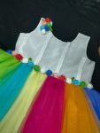 ATTRACTIVE NET FRONT SIDE CHICKEN WORK AND ROSES KIDS FROCK PARTY WEAR WHOLESALE PRICE ETHNIC GARMENT (4)