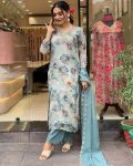 ATTRACTIVE ORGANZA EMBROIDERY WORK TOP BOTTOM WITH DUPATTA CASUAL WEAR WHOLESALE PRICE ETHNIC GARMENT (5)