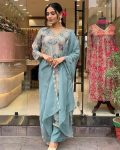 ATTRACTIVE ORGANZA EMBROIDERY WORK TOP BOTTOM WITH DUPATTA CASUAL WEAR WHOLESALE PRICE ETHNIC GARMENT (5)