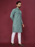 ATTRACTIVE RAYON EMBROIDERY AND SEQUENCE WORK MENS KURTA PAJAMA FESTIVAL WEAR WHOLESALE PRICE ETHNIC GARMENT (12)