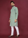 ATTRACTIVE RAYON EMBROIDERY AND SEQUENCE WORK MENS KURTA PAJAMA FESTIVAL WEAR WHOLESALE PRICE ETHNIC GARMENT (4)