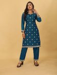 ATTRACTIVE RAYON EMBROIDERY SEQUENCE WORK KURTI PANT OFFICE WEAR WHOLESALE PRICE ETHNIC GARMENT (25)