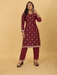 ATTRACTIVE RAYON EMBROIDERY SEQUENCE WORK KURTI PANT OFFICE WEAR WHOLESALE PRICE ETHNIC GARMENT (36)