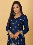 ATTRACTIVE RAYON EMBROIDERY SEQUENCE WORK KURTI PANT OFFICE WEAR WHOLESALE PRICE ETHNIC GARMENT (40)