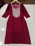 ATTRACTIVE RAYON EMBROIDERY WORK WOMENS KURTI ONLY CASUAL WEAR WHOLESALE PRICE ETHNIC GARMENT (7)