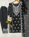 ATTRACTIVE ROMAN SILK EMBROIDERY SEQUENCE WORK TOP BOTTOM WITH DUPATTA PARTY WEAR WHOLESALE PRICE ETHNIC GARMENT (3)