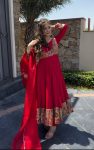 ATTRACTIVE ROMAN SILK THREAD WITH SEQUENCE WORK GOWN BOTTOM WITH DUPATTA FESTIVAL WEAR WHOLESALE PRICE ETHNIC GARMENT (1)