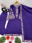 ATTRACTIVE SILK CHINE WORK TOP PANT WITH DUPATTA OFFICE WEAR WHOLESALE PRICE ETHNIC GARMENT (4)