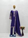 ATTRACTIVE SILK CHINE WORK TOP PANT WITH DUPATTA OFFICE WEAR WHOLESALE PRICE ETHNIC GARMENT (4)