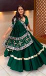 ATTRACTIVE SILK PLAIN WITH SEQUENCE WORK LEHENGA CHOLI WITH DUPATTA WEDDING WEAR WHOLESALE PRICE ETHNIC GARMENT (6)