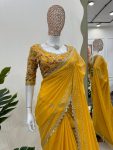 ATTRACTIVE TABBY SILK THREAD WITH SEQUENCE WITH FANCY LACE SAREE WITH UNSTITCHED BLOUSE FESTIVAL WEAR WHOLESALE PRICE ETHNIC GARMENT (18)