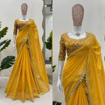 ATTRACTIVE TABBY SILK THREAD WITH SEQUENCE WITH FANCY LACE SAREE WITH UNSTITCHED BLOUSE FESTIVAL WEAR WHOLESALE PRICE ETHNIC GARMENT (18)