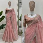 ATTRACTIVE TABBY SILK THREAD WITH SEQUENCE WITH FANCY LACE SAREE WITH UNSTITCHED BLOUSE FESTIVAL WEAR WHOLESALE PRICE ETHNIC GARMENT (8)