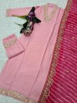 ATTRACTIVE VISCOSE SEQUENCE CODING EMBROIDERY WORK TOP BOTTOM WITH DUPATTA CASUAL WEAR WHOLESALE PRICE ETHNIC GARMENT (12)