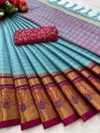 Aura-Cotton-Silk-with-Broad-contrast-jacquard-work-border-with-Jacquard-blouse-2-1.jpg