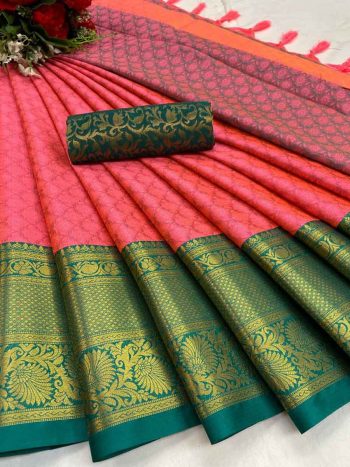 SPECIAL OCCASION AURA COTTON SILK SAREE WITH BEAUTIFUL COLOR COLLECTION  PINK