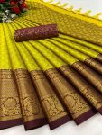 SPECIAL OCCASION AURA COTTON SILK SAREE WITH BEAUTIFUL COLOR COLLECTION  LEMON