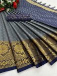 CASUAL WEAR BORDER AURA COTTON SILK SAREES WITH UNSTITCHED BLOUSE  GREY