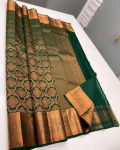 DESIGNER BANARASI SILK GOLD ZARI WEAVING WORK SAREE WITH USNTITCHED BLOUSE PARTY WEAR WHOLESALE PRICE ETHNIC GARMENT (4)