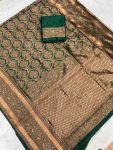 DESIGNER BANARASI SILK GOLD ZARI WEAVING WORK SAREE WITH USNTITCHED BLOUSE PARTY WEAR WHOLESALE PRICE ETHNIC GARMENT (4)