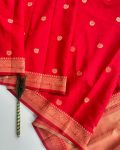 DESIGNER BANARASI SOFT SILK GOLDEN ZARI WORK SAREE WITH UNSTITCHED BLOUSE PARTY WEAR WHOLESALE PRICE ETHNIC GARMENT (2)
