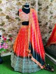 DESIGNER CHINON DIGITAL PRINT AND EMBROIDERY SEQUENCE WORK LEHENGA CHOLI WITH DUPATTA FESTIVAL WEAR WHOLESALE PRICE ETHNIC GARMENT (4)