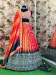 DESIGNER CHINON DIGITAL PRINT AND EMBROIDERY SEQUENCE WORK LEHENGA CHOLI WITH DUPATTA FESTIVAL WEAR WHOLESALE PRICE ETHNIC GARMENT (4)