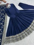 DESIGNER CHINON EMBROIDERY SEQUENCE WORK GOWN BOTTOM WITH DUPATTA PARTY WEAR WHOLESALE PRICE ETHNIC GARMENT (1)