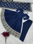 DESIGNER CHINON EMBROIDERY SEQUENCE WORK GOWN BOTTOM WITH DUPATTA PARTY WEAR WHOLESALE PRICE ETHNIC GARMENT (1)