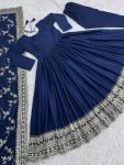 DESIGNER CHINON EMBROIDERY SEQUENCE WORK GOWN BOTTOM WITH DUPATTA PARTY WEAR WHOLESALE PRICE ETHNIC GARMENT (1)