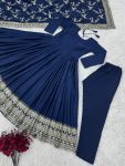 DESIGNER CHINON EMBROIDERY SEQUENCE WORK GOWN BOTTOM WITH DUPATTA PARTY WEAR WHOLESALE PRICE ETHNIC GARMENT (1)