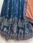 DESIGNER CHINON EMBROIDERY SEQUENCE WORK LEHENGA CHOLI WITH DUPATTA FESTIVAL WEAR WHOLESALE PRICE ETHNIC GARMENT (9)