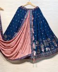 DESIGNER CHINON EMBROIDERY SEQUENCE WORK LEHENGA CHOLI WITH DUPATTA FESTIVAL WEAR WHOLESALE PRICE ETHNIC GARMENT (9)