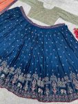 DESIGNER CHINON EMBROIDERY SEQUENCE WORK LEHENGA CHOLI WITH DUPATTA FESTIVAL WEAR WHOLESALE PRICE ETHNIC GARMENT (9)