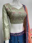 DESIGNER CHINON EMBROIDERY SEQUENCE WORK LEHENGA CHOLI WITH DUPATTA FESTIVAL WEAR WHOLESALE PRICE ETHNIC GARMENT (9)