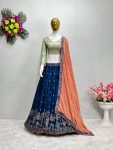 DESIGNER CHINON EMBROIDERY SEQUENCE WORK LEHENGA CHOLI WITH DUPATTA FESTIVAL WEAR WHOLESALE PRICE ETHNIC GARMENT (9)