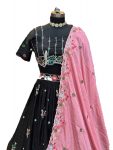 DESIGNER CHINON EMBROIDERY SEQUENCE WORK LEHENGA CHOLI WITH DUPATTA PARTY WEAR WHOLESALE PRICE ETHNIC GARMENT (3)