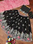 DESIGNER CHINON EMBROIDERY SEQUENCE WORK LEHENGA CHOLI WITH DUPATTA PARTY WEAR WHOLESALE PRICE ETHNIC GARMENT (3)