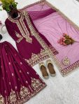 DESIGNER CHINON EMBROIDERY SEQUENCE WORK TOP PALAZZO WITH DUPATTA PARTY WEAR WHOLESALE PRICE ETHNIC GARMENT (4)