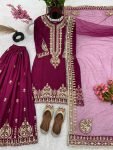 DESIGNER CHINON EMBROIDERY SEQUENCE WORK TOP PALAZZO WITH DUPATTA PARTY WEAR WHOLESALE PRICE ETHNIC GARMENT (4)