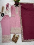 DESIGNER CHINON EMBROIDERY SEQUENCE WORK TOP PALAZZO WITH DUPATTA PARTY WEAR WHOLESALE PRICE ETHNIC GARMENT (3)