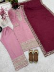 DESIGNER CHINON EMBROIDERY SEQUENCE WORK TOP PALAZZO WITH DUPATTA PARTY WEAR WHOLESALE PRICE ETHNIC GARMENT (3)