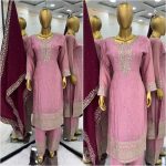DESIGNER CHINON EMBROIDERY SEQUENCE WORK TOP PALAZZO WITH DUPATTA PARTY WEAR WHOLESALE PRICE ETHNIC GARMENT (3)