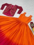 DESIGNER CHINON PLAIN GOWN WITH EMBROIDERY SEQUENCE WORK JACKET FESTIVAL WEAR WHOLESALE PRICE ETHNIC GARMENT (6)