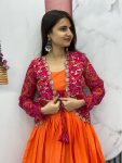 DESIGNER CHINON PLAIN GOWN WITH EMBROIDERY SEQUENCE WORK JACKET FESTIVAL WEAR WHOLESALE PRICE ETHNIC GARMENT (6)