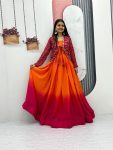DESIGNER CHINON PLAIN GOWN WITH EMBROIDERY SEQUENCE WORK JACKET FESTIVAL WEAR WHOLESALE PRICE ETHNIC GARMENT (6)