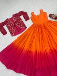 DESIGNER CHINON PLAIN GOWN WITH EMBROIDERY SEQUENCE WORK JACKET FESTIVAL WEAR WHOLESALE PRICE ETHNIC GARMENT (6)