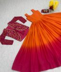 DESIGNER CHINON PLAIN GOWN WITH EMBROIDERY SEQUENCE WORK JACKET FESTIVAL WEAR WHOLESALE PRICE ETHNIC GARMENT (6)