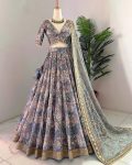 DESIGNER CHINON SILK DIGITAL PRINT WITH EMBROIDERY SEQUENCE WORK LEHENGA CHOLI WITH DUPATTA WEDDING WEAR WHOLESALE PRICE ETHNIC GARMENT (1)