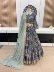 DESIGNER CHINON SILK DIGITAL PRINT WITH EMBROIDERY SEQUENCE WORK LEHENGA CHOLI WITH DUPATTA WEDDING WEAR WHOLESALE PRICE ETHNIC GARMENT (1)